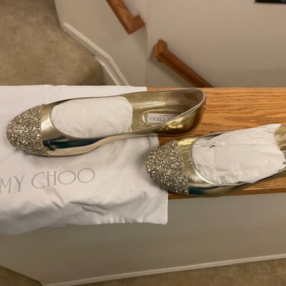 Jimmy Choo  Flat Shoe, size 38.5  GOLD - Picture 1 of 10